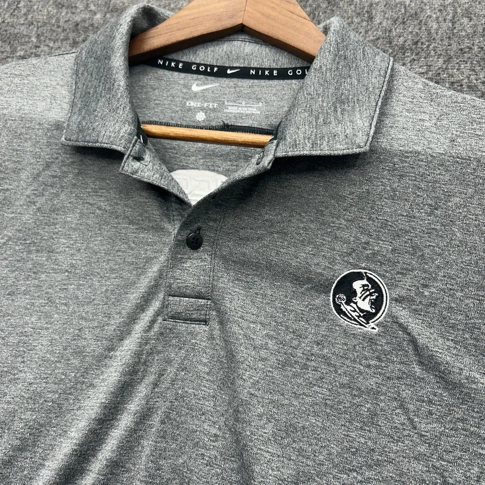 Florida State Seminoles Polo Shirt Mens Large Golf Nike Golf Dri Fit Gray